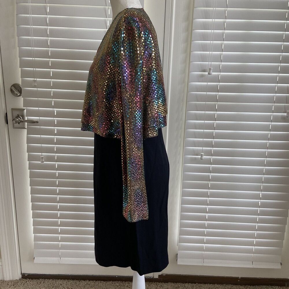 BETSY'S THINGS Vintage Size 14 Black Sheath Semi-Formal Dress With Sequin Jacket - Picture 4 of 12